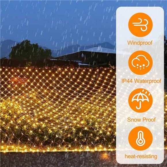 200 LED Net Christmas Lights Outdoor 6.5FT✖9.8FT LED Christmas String Lights - Picture 3 of 6